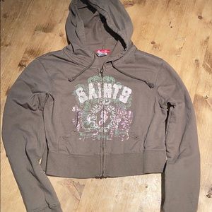 Peachie Keen girls cropped hooded sweatshirt Sz L